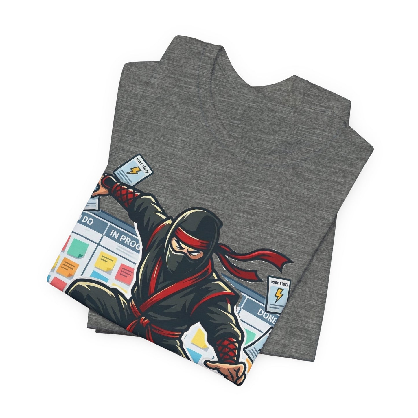 Natural Bella+Canvas 3001 unisex tee with Certified Agile Specialist ninja kanban design, lifestyle view