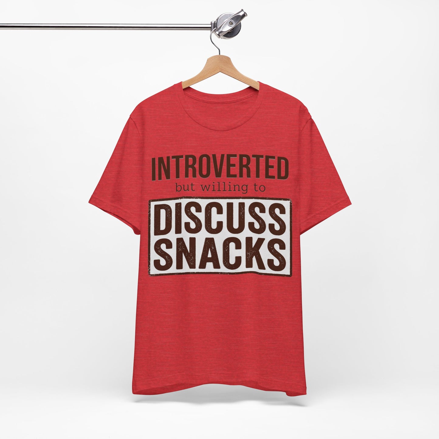 Introverted but Willing to Snack graphic on Bella+Canvas 3001 unisex tee