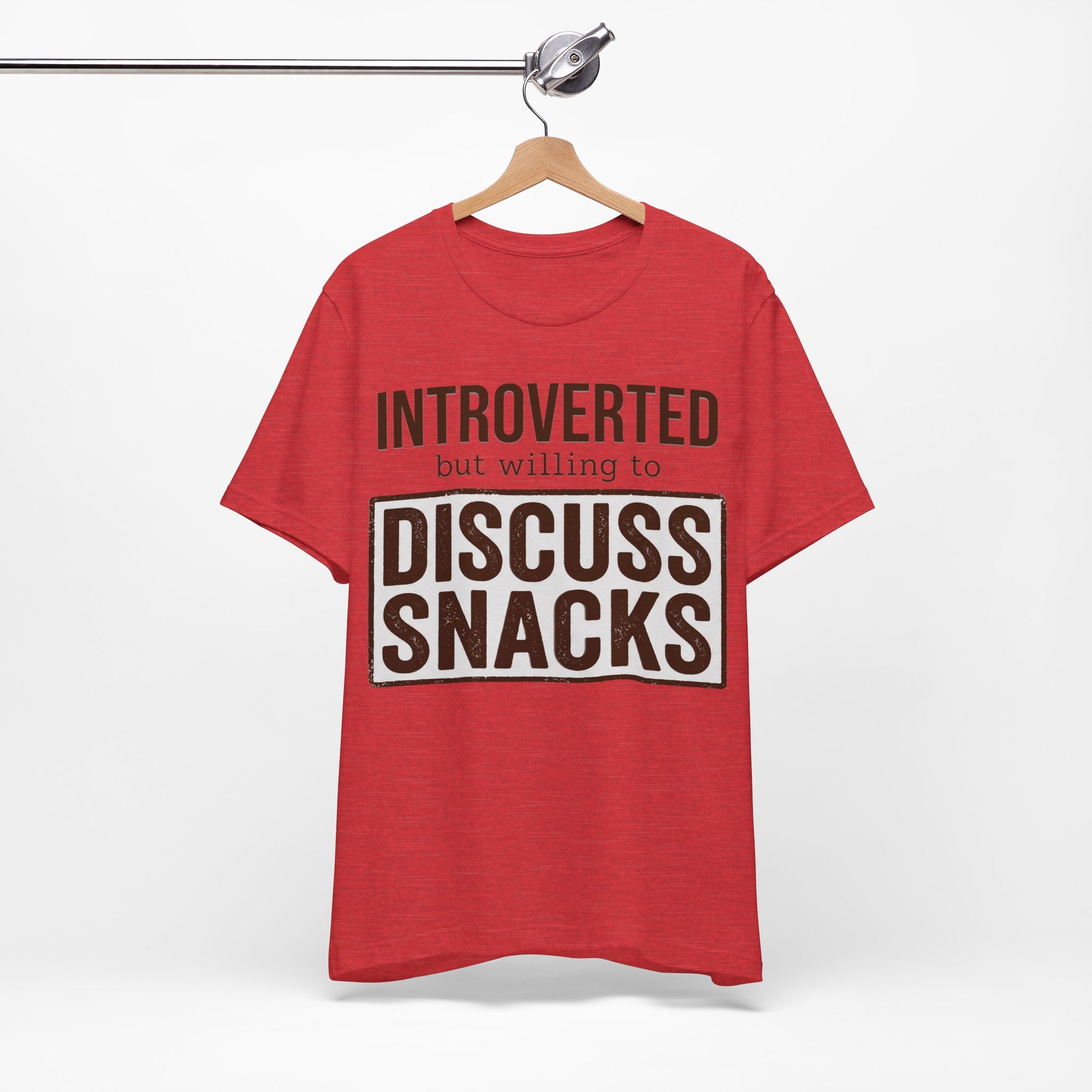 Introverted but Willing to Snack graphic on Bella+Canvas 3001 unisex tee