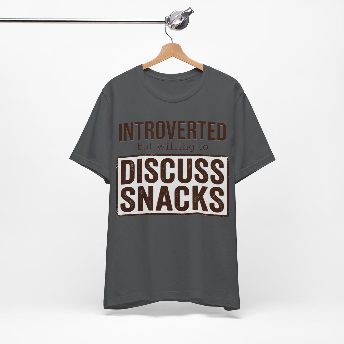 Introverted but Willing to Snack graphic on Bella+Canvas 3001 unisex tee