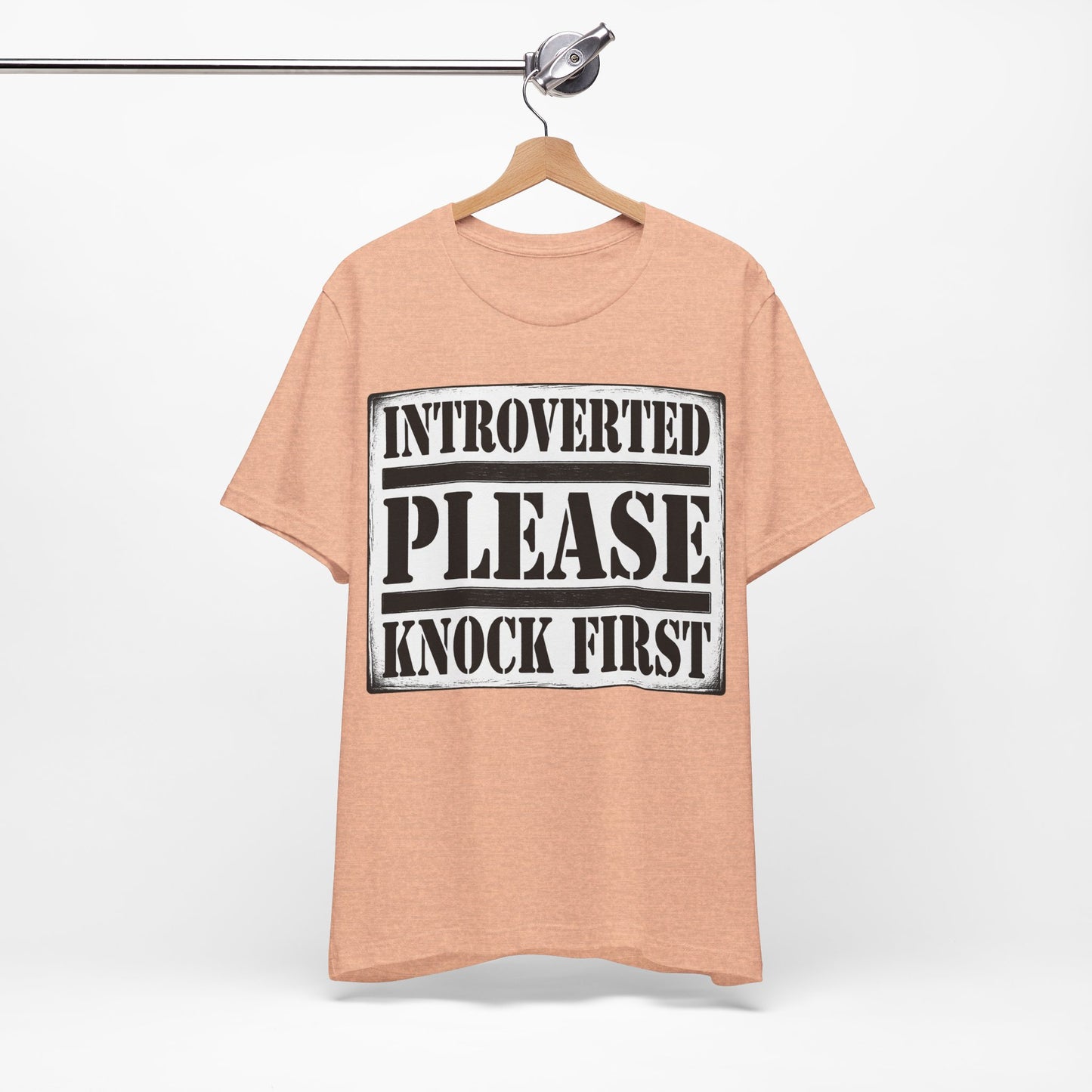 Introverted Please Knock First graphic on Bella+Canvas 3001 unisex tee