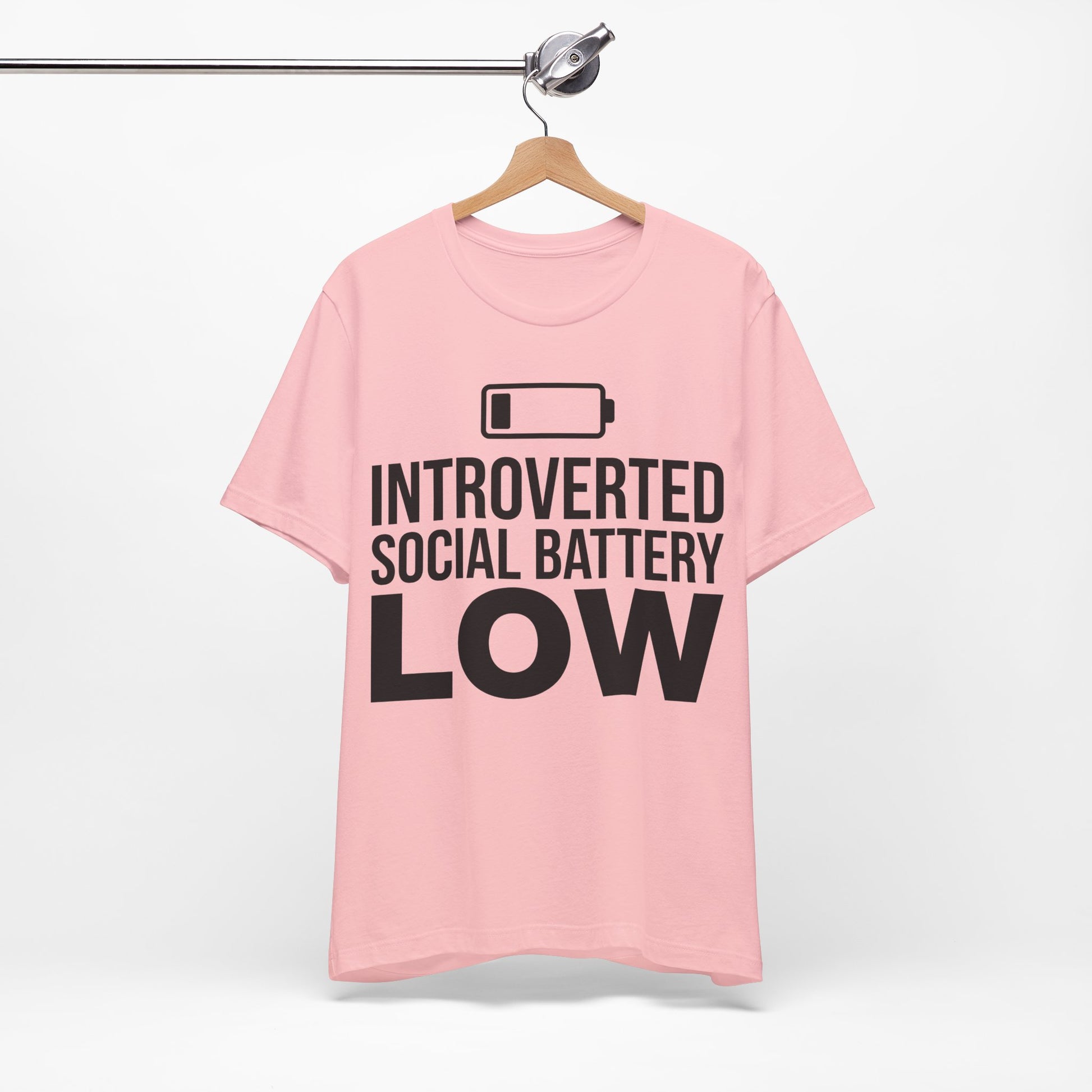 Introverted Social Battery Low graphic on Bella+Canvas 3001 unisex tee