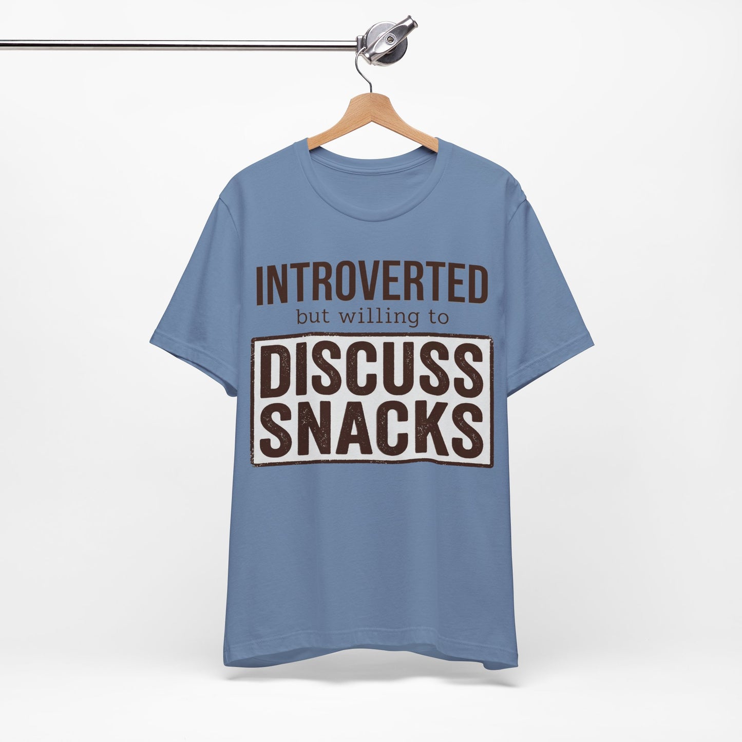 Introverted but Willing to Snack graphic on Bella+Canvas 3001 unisex tee