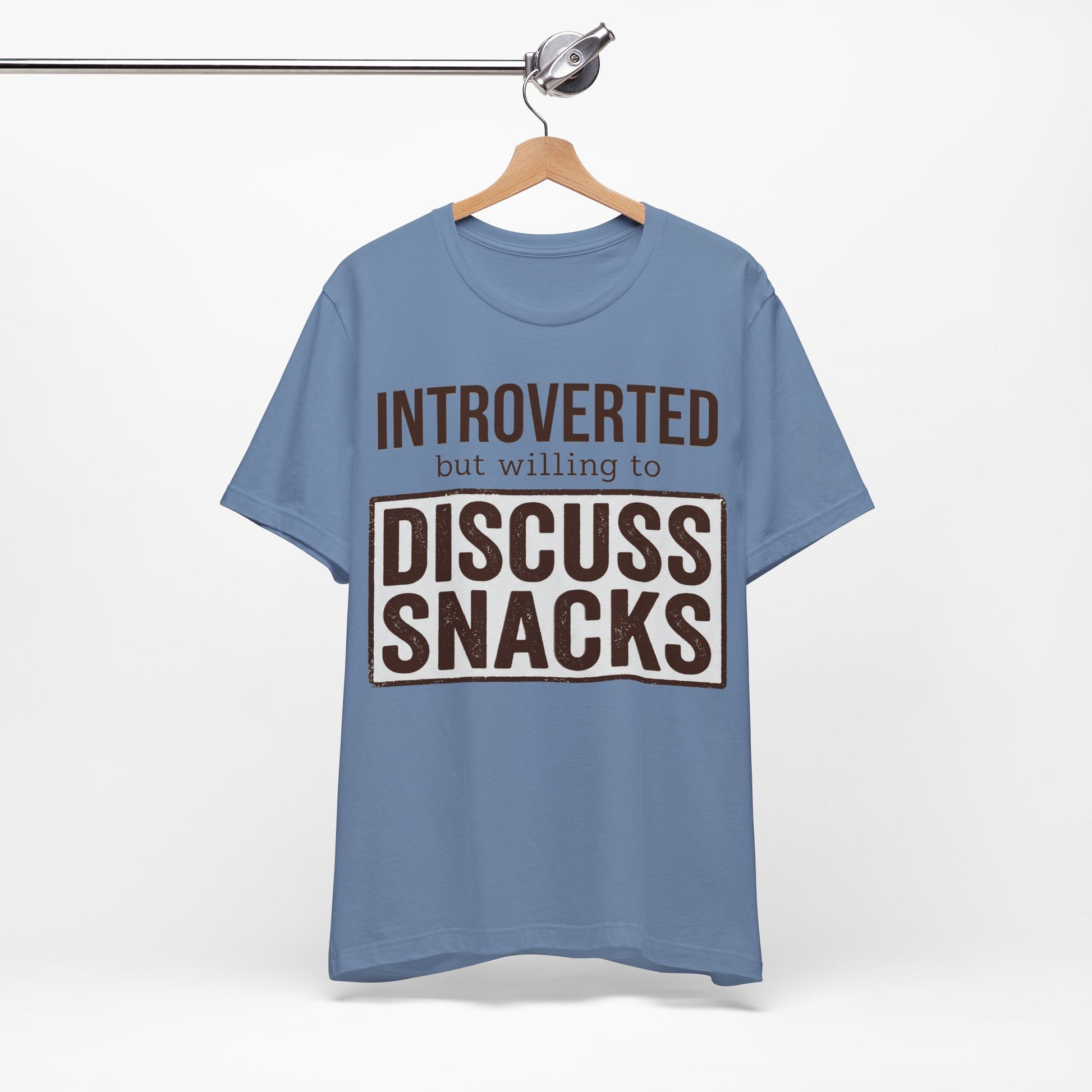 Introverted but Willing to Snack graphic on Bella+Canvas 3001 unisex tee
