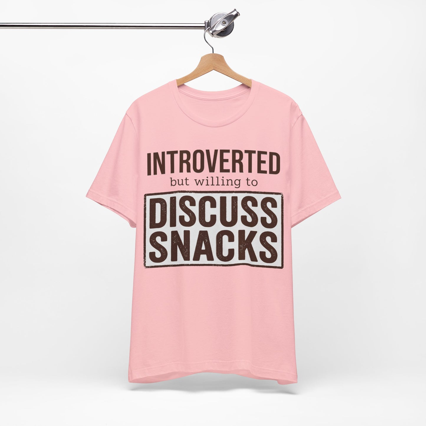 Introverted but Willing to Snack graphic on Bella+Canvas 3001 unisex tee