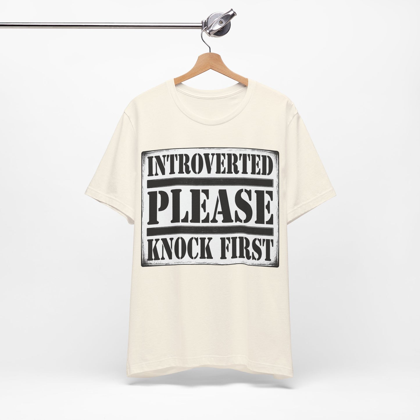 Introverted Please Knock First graphic on Bella+Canvas 3001 unisex tee