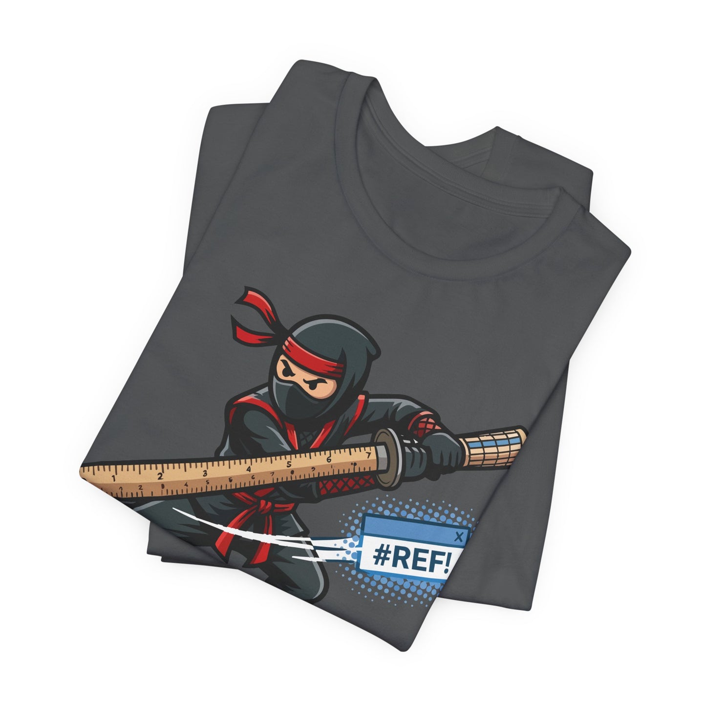 Natural Bella+Canvas 3001 unisex tee with Excel Warrior VLOOKUP Assassin ninja graphic detail view