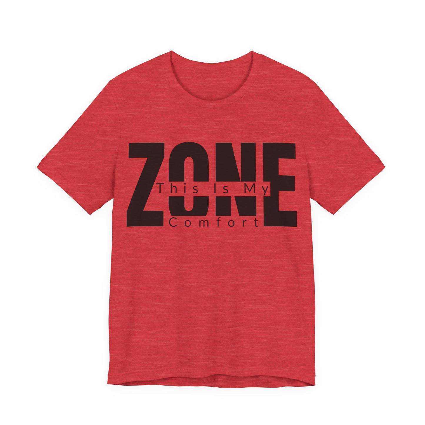 Heather Red Bella+Canvas 3001 unisex tee with This Is My Comfort Zone graphic