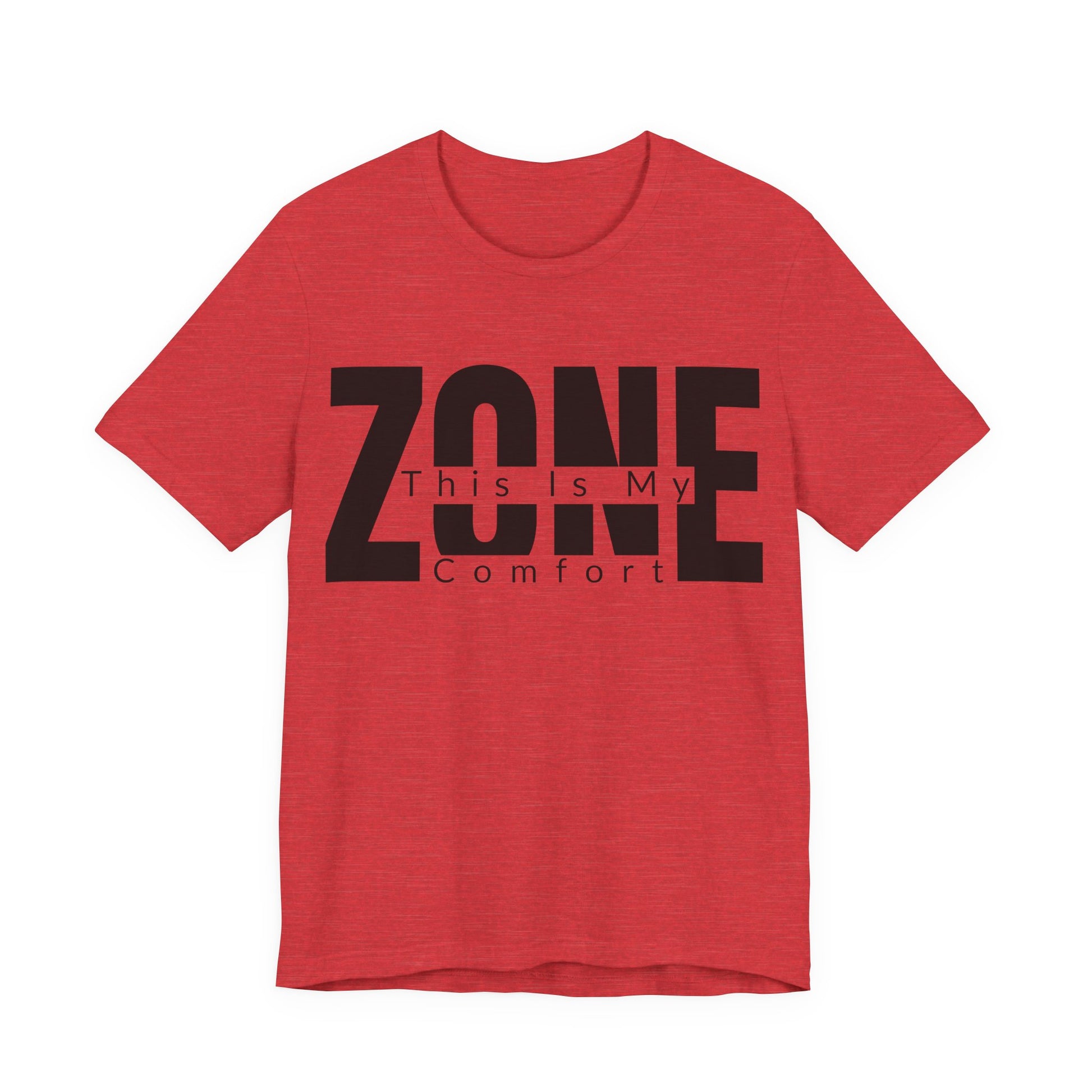 Heather Red Bella+Canvas 3001 unisex tee with This Is My Comfort Zone graphic