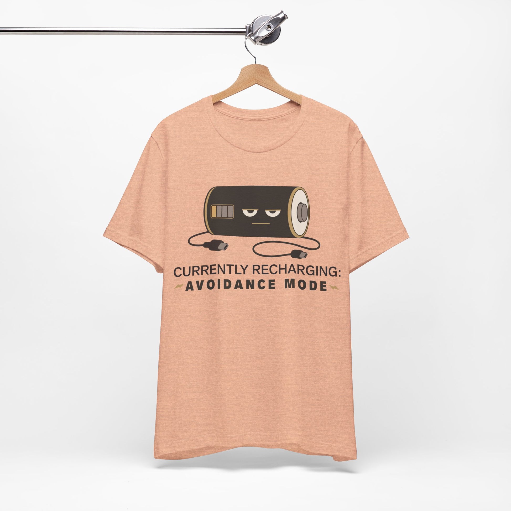 Currently Recharging Avoidance Mode graphic on Bella+Canvas 3001 unisex tee