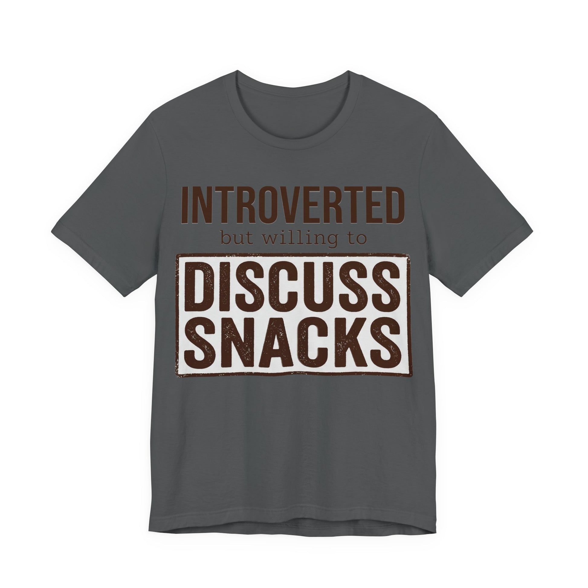 Asphalt Bella+Canvas 3001 unisex tee with Introverted but Willing to Snack graphic