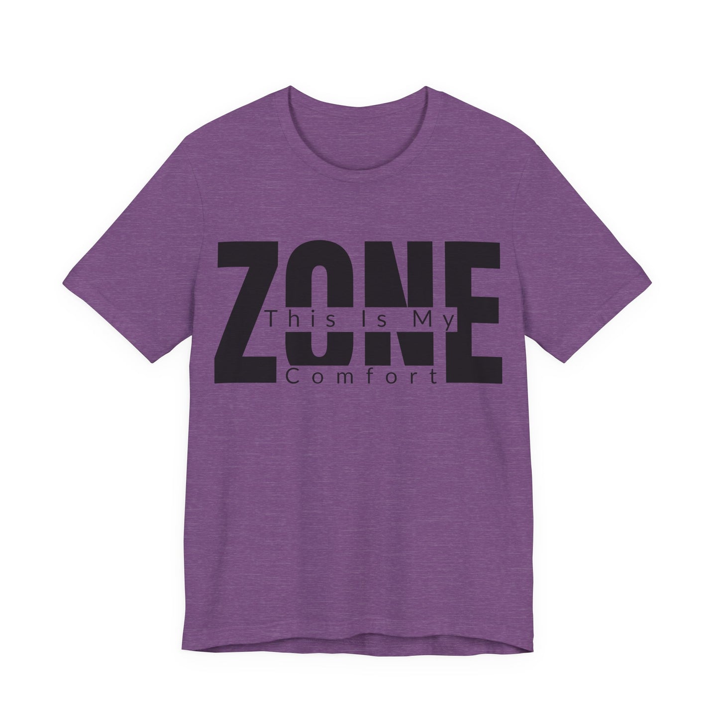 Heather Team Purple Bella+Canvas 3001 unisex tee with This Is My Comfort Zone graphic