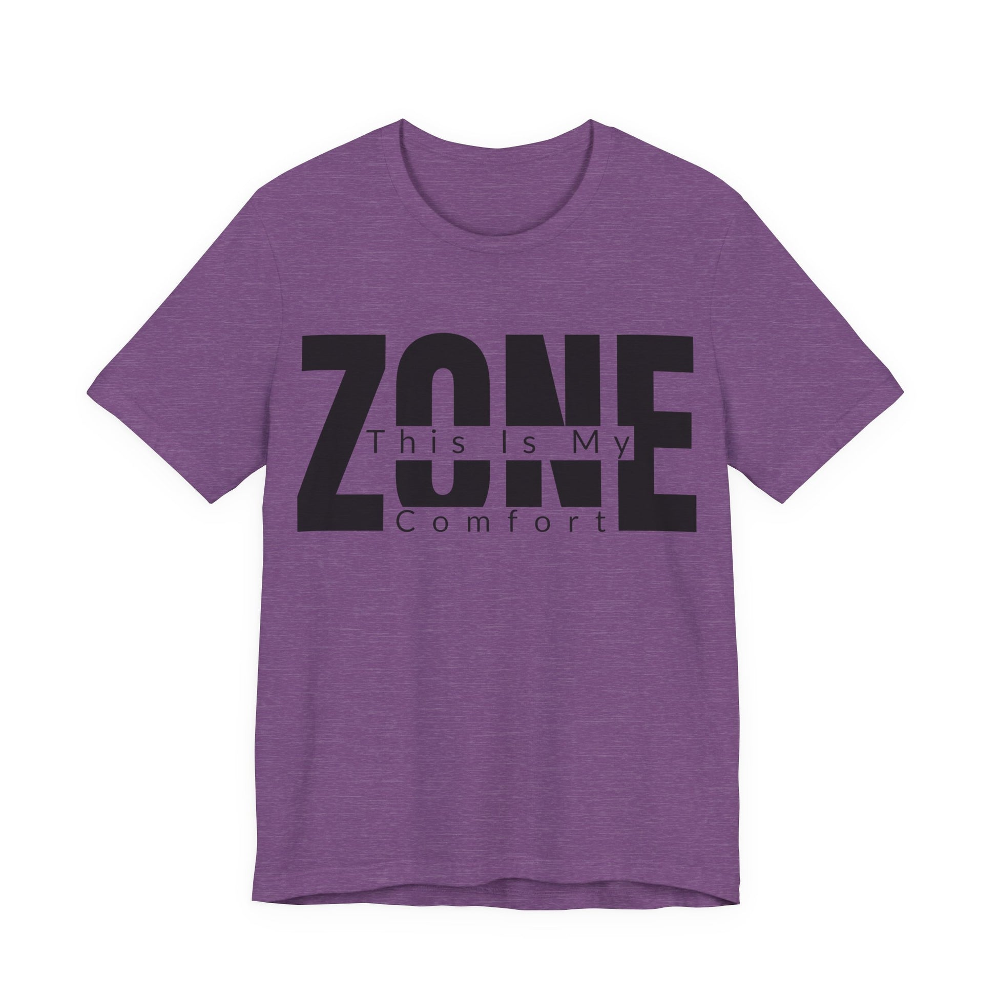 Heather Team Purple Bella+Canvas 3001 unisex tee with This Is My Comfort Zone graphic