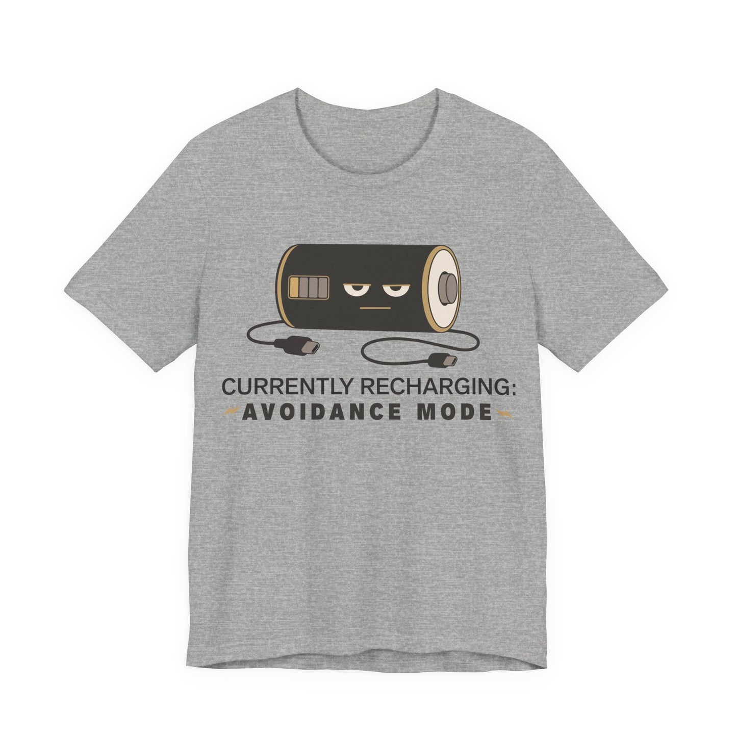 Athletic Heather Bella+Canvas 3001 unisex tee with Currently Recharging Avoidance Mode graphic