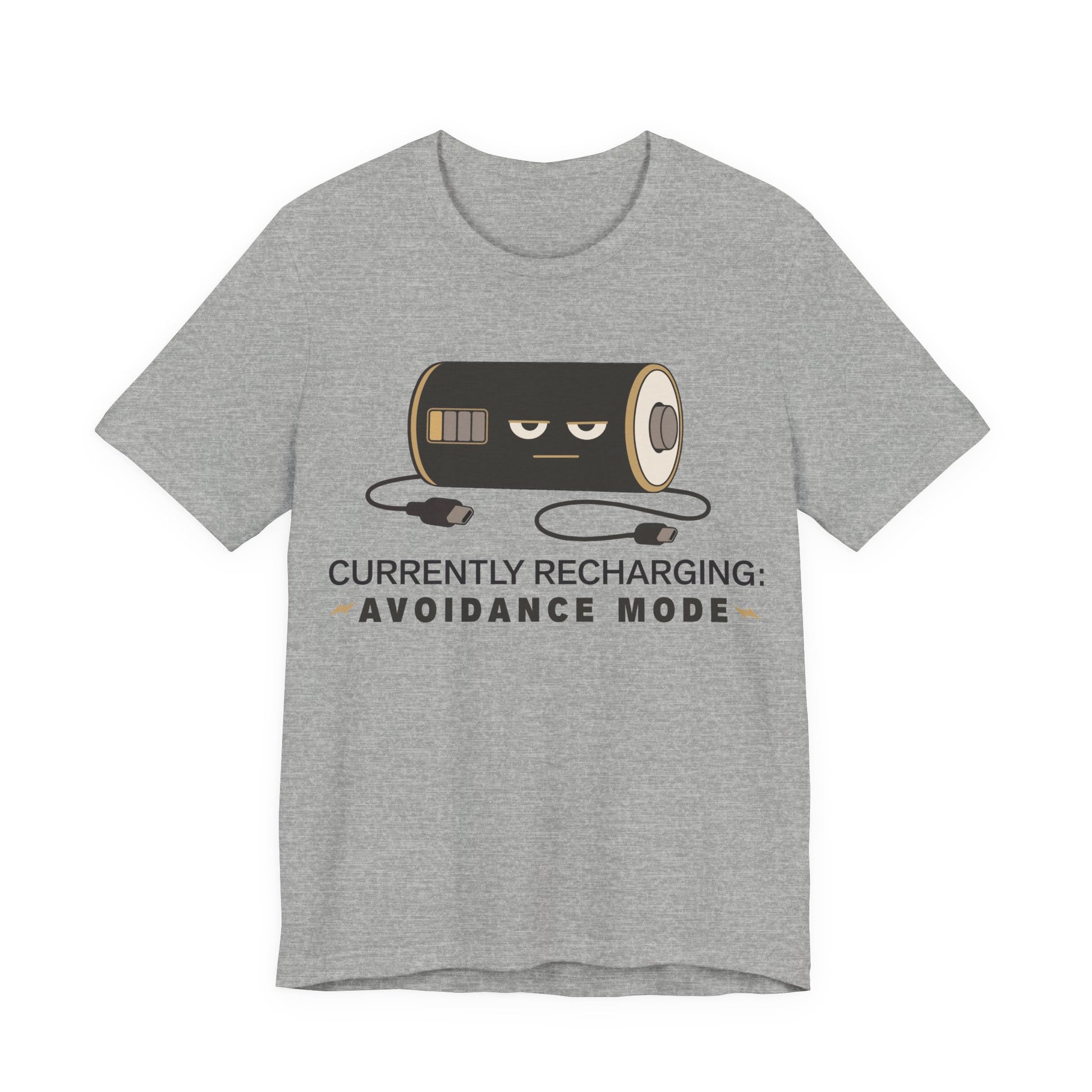 Athletic Heather Bella+Canvas 3001 unisex tee with Currently Recharging Avoidance Mode graphic