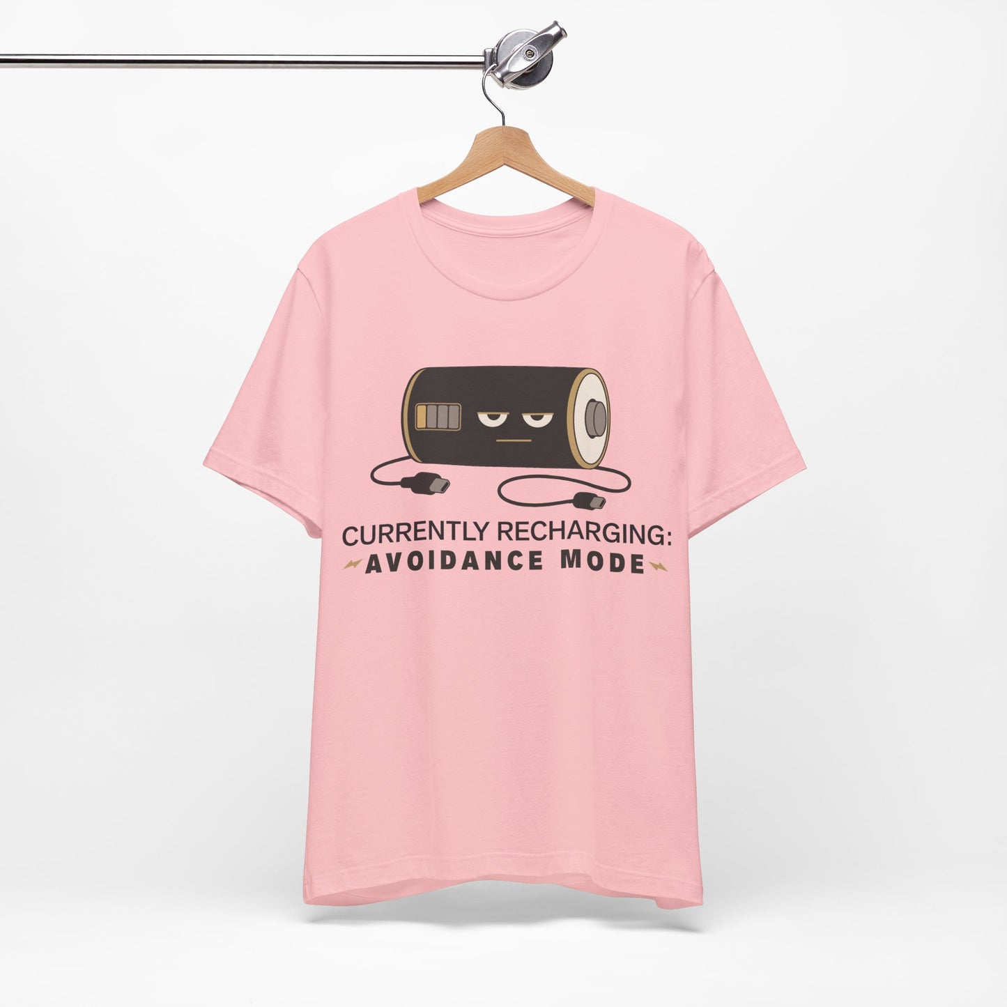 Currently Recharging Avoidance Mode graphic on Bella+Canvas 3001 unisex tee