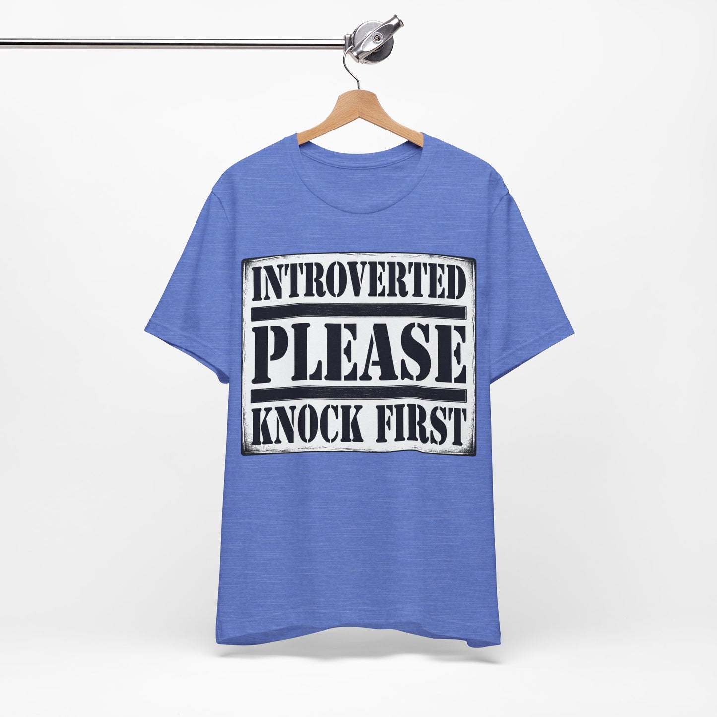 Introverted Please Knock First graphic on Bella+Canvas 3001 unisex tee