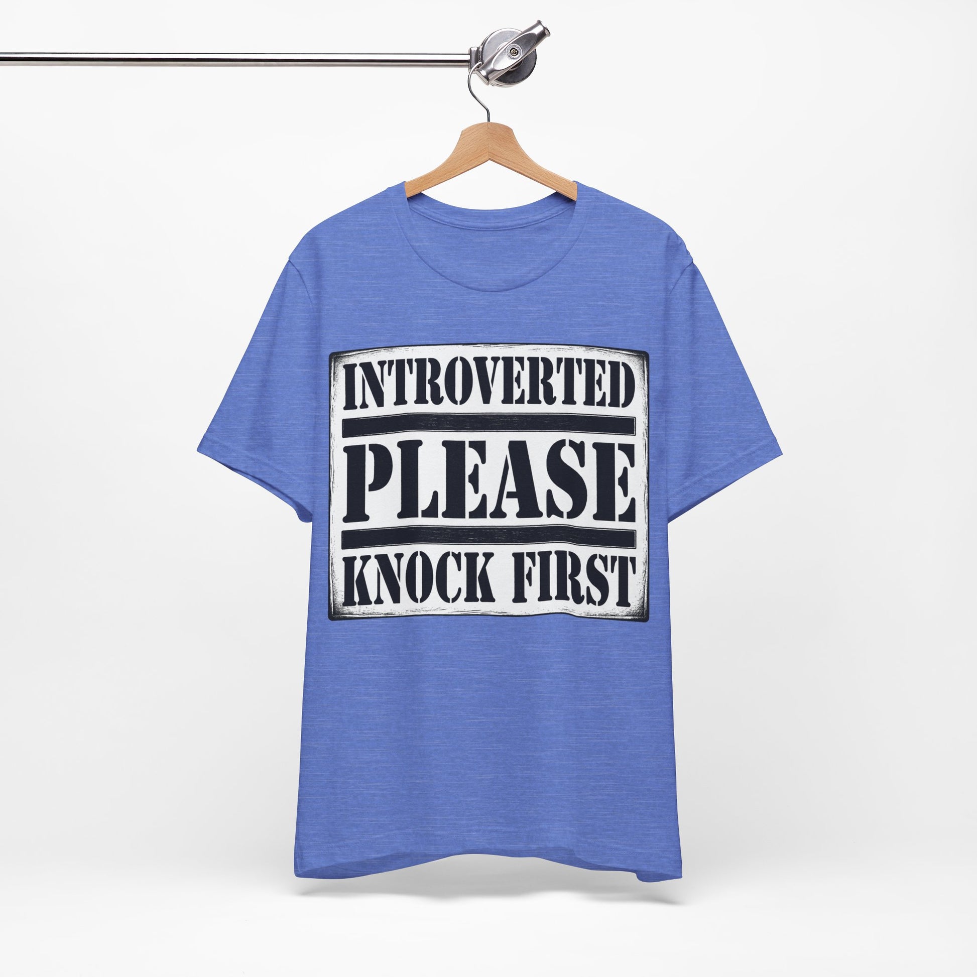 Introverted Please Knock First graphic on Bella+Canvas 3001 unisex tee