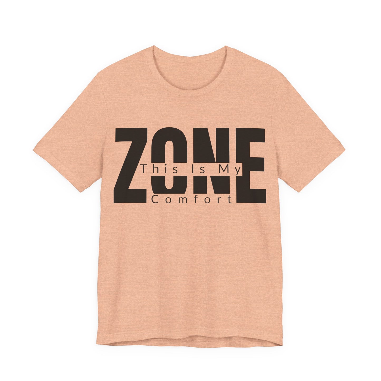 Heather Peach Bella+Canvas 3001 unisex tee with This Is My Comfort Zone graphic
