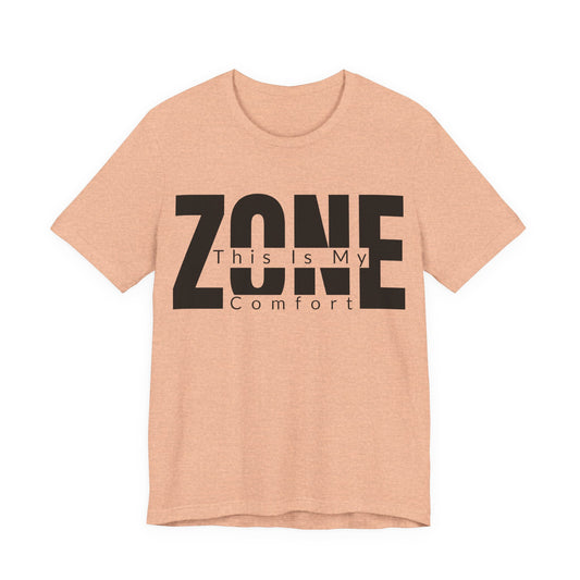 Heather Peach Bella+Canvas 3001 unisex tee with This Is My Comfort Zone graphic