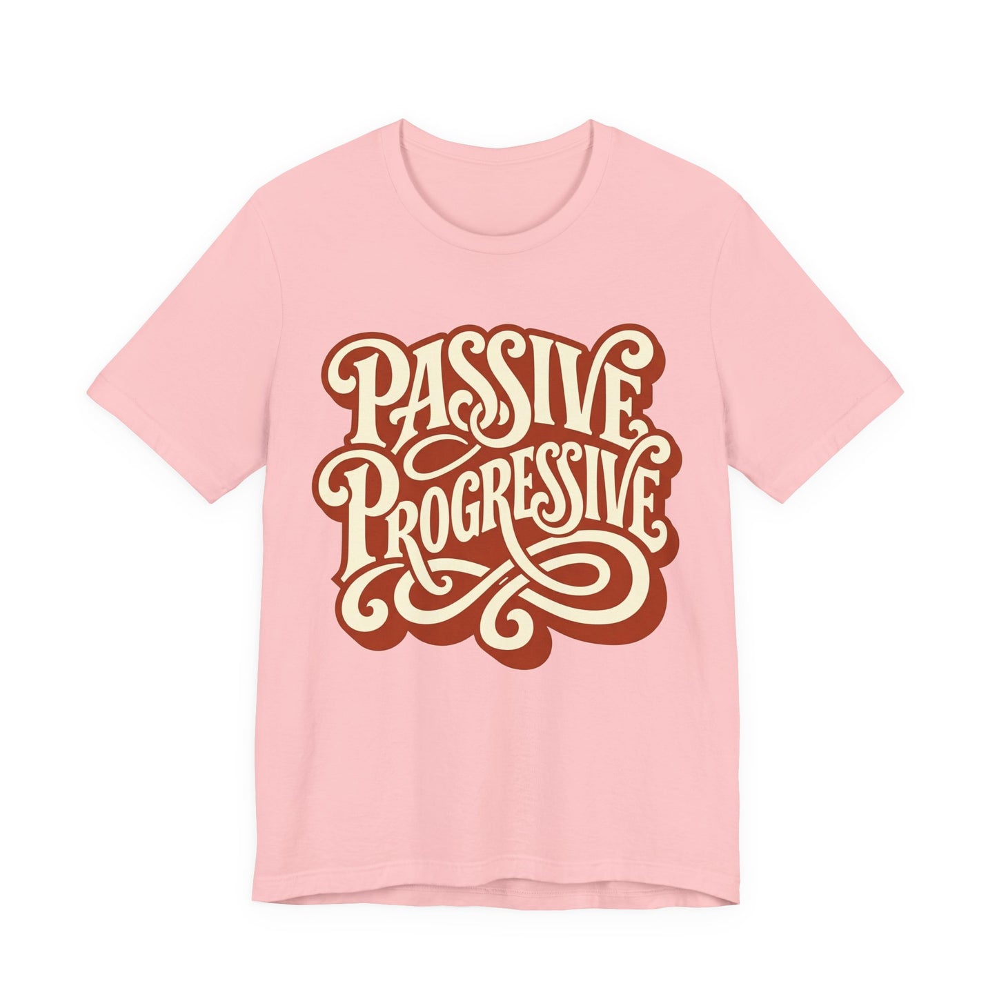 Steel Blue Bella+Canvas 3001 unisex tee with Passive Progressive graphic, flat lay