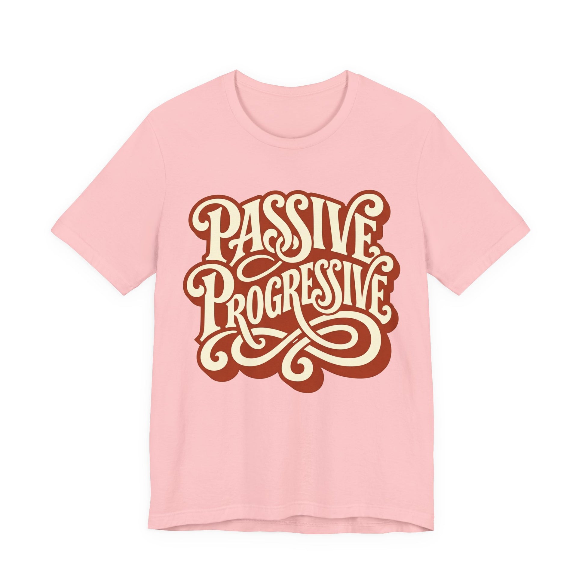 Steel Blue Bella+Canvas 3001 unisex tee with Passive Progressive graphic, flat lay