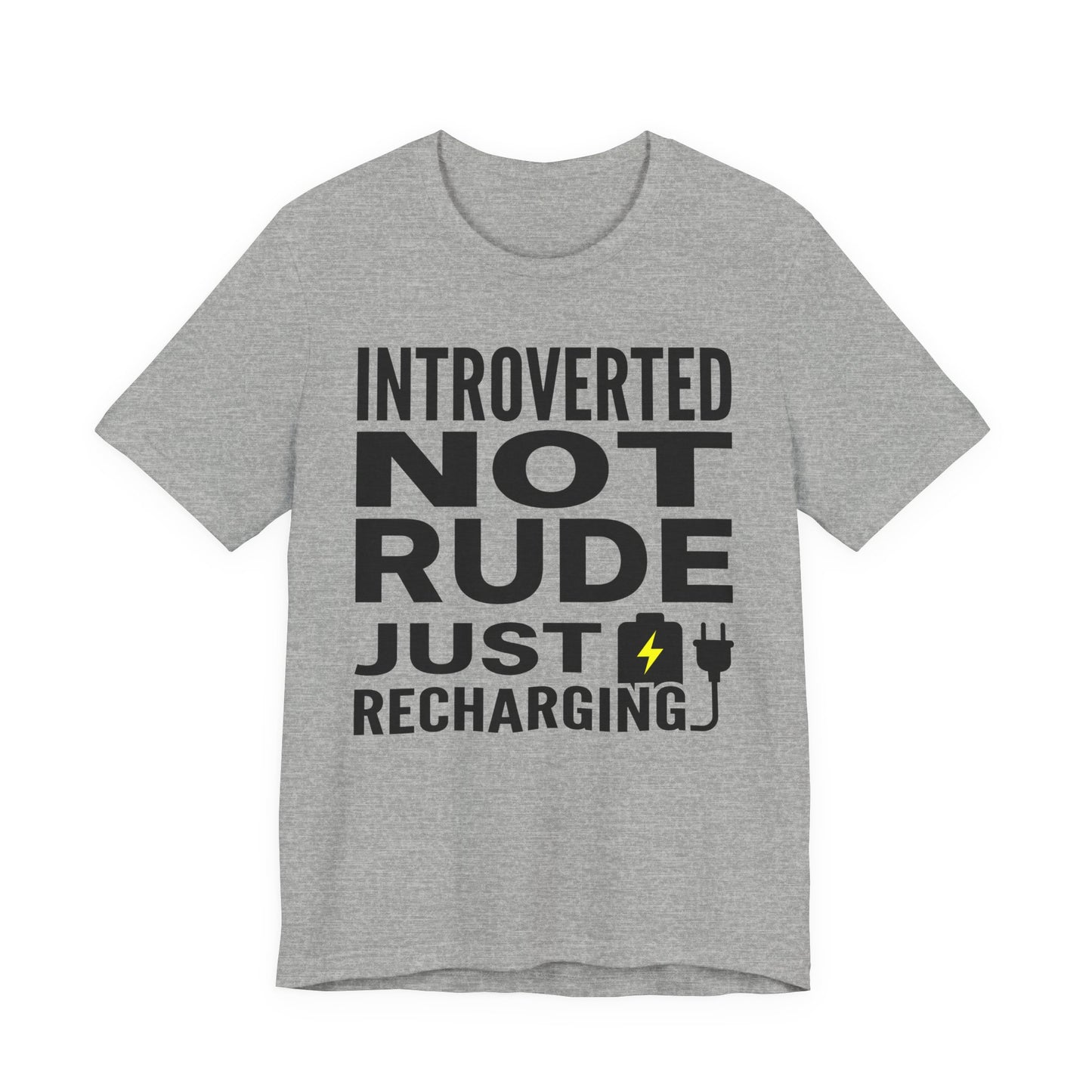 Athletic Heather Bella+Canvas 3001 unisex tee with Introverted Not Rude Just Recharging graphic