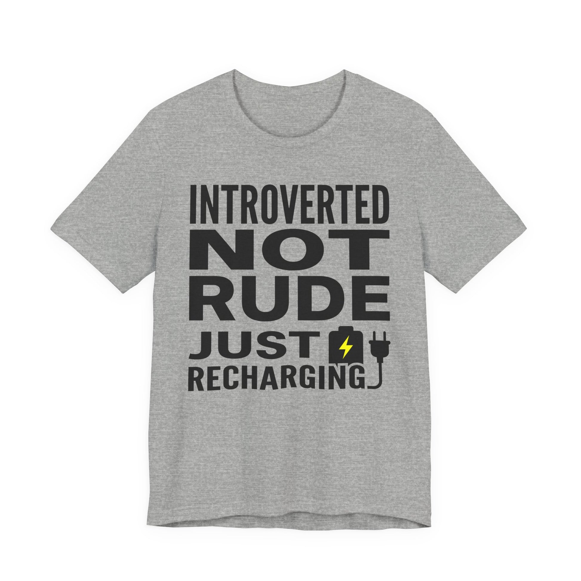 Athletic Heather Bella+Canvas 3001 unisex tee with Introverted Not Rude Just Recharging graphic