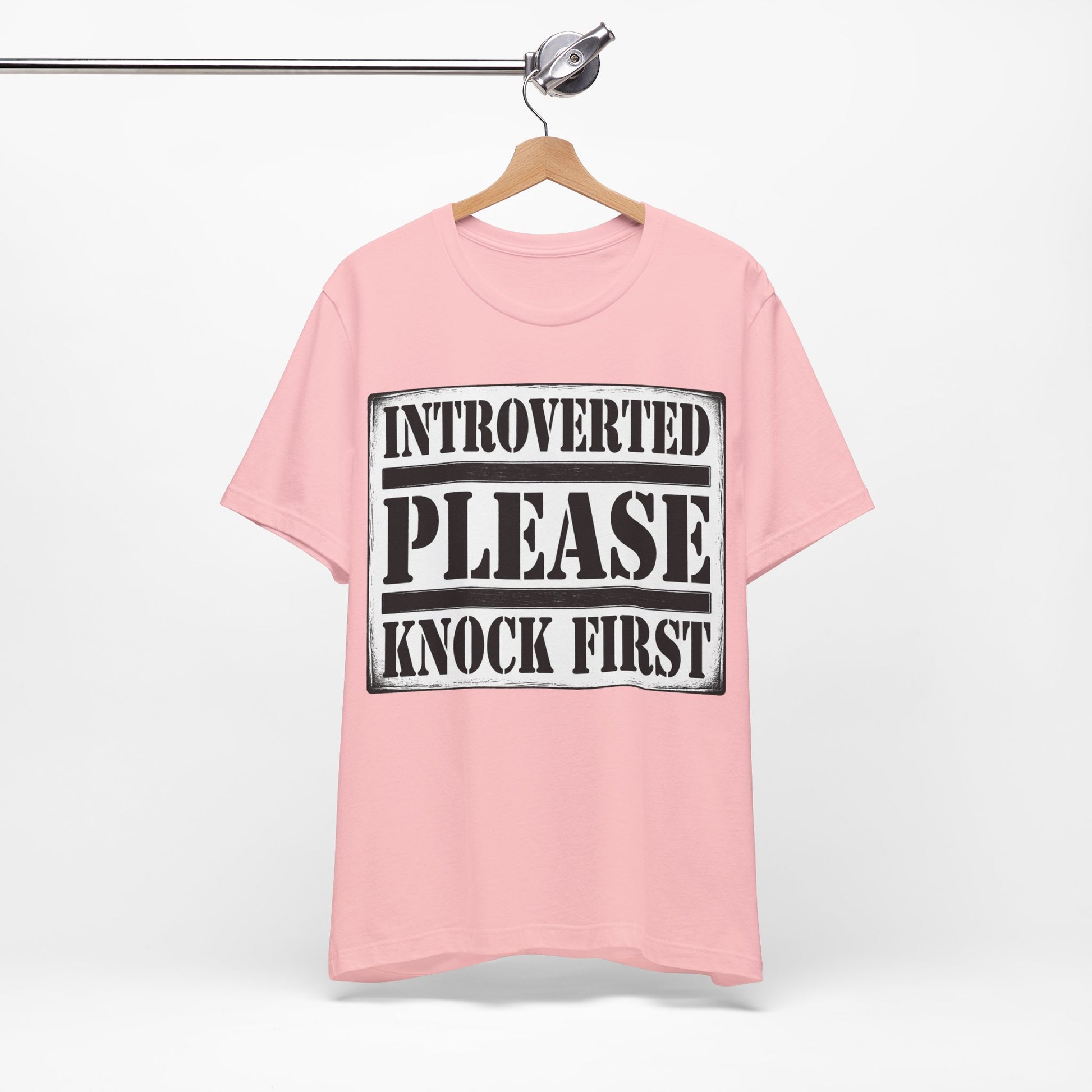 Introverted Please Knock First graphic on Bella+Canvas 3001 unisex tee