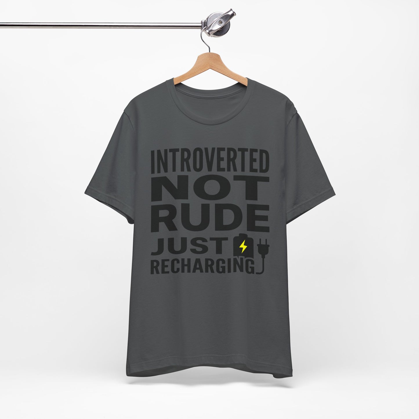 Introverted Not Rude Just Recharging graphic on Bella+Canvas 3001 unisex tee