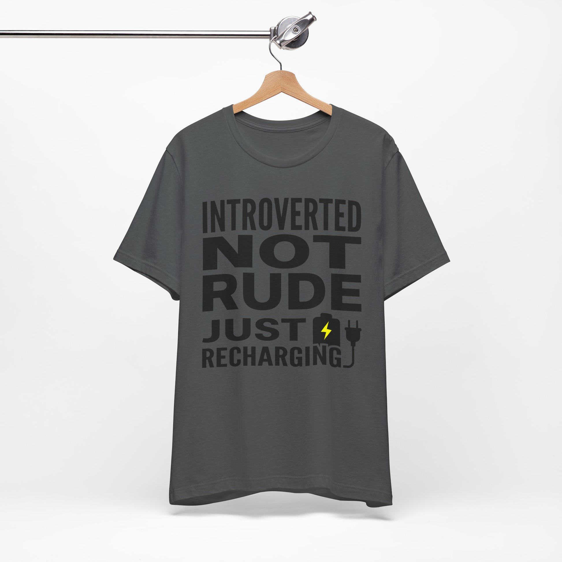 Introverted Not Rude Just Recharging graphic on Bella+Canvas 3001 unisex tee