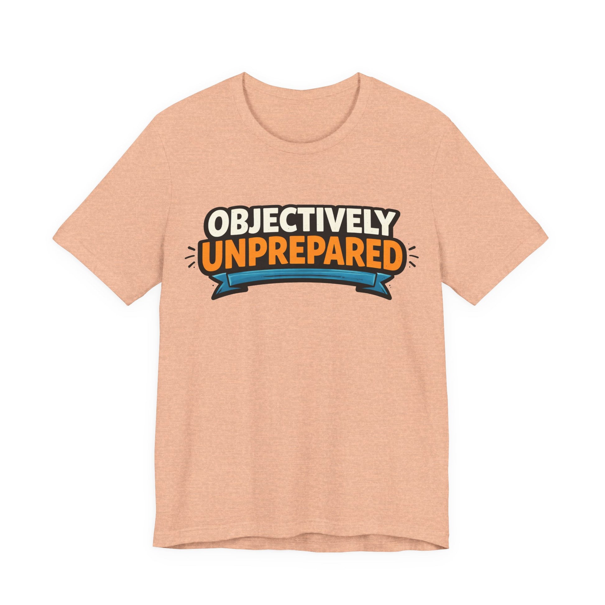Black Bella+Canvas 3001 unisex tee with Objectively Unprepared graphic, on hanger
