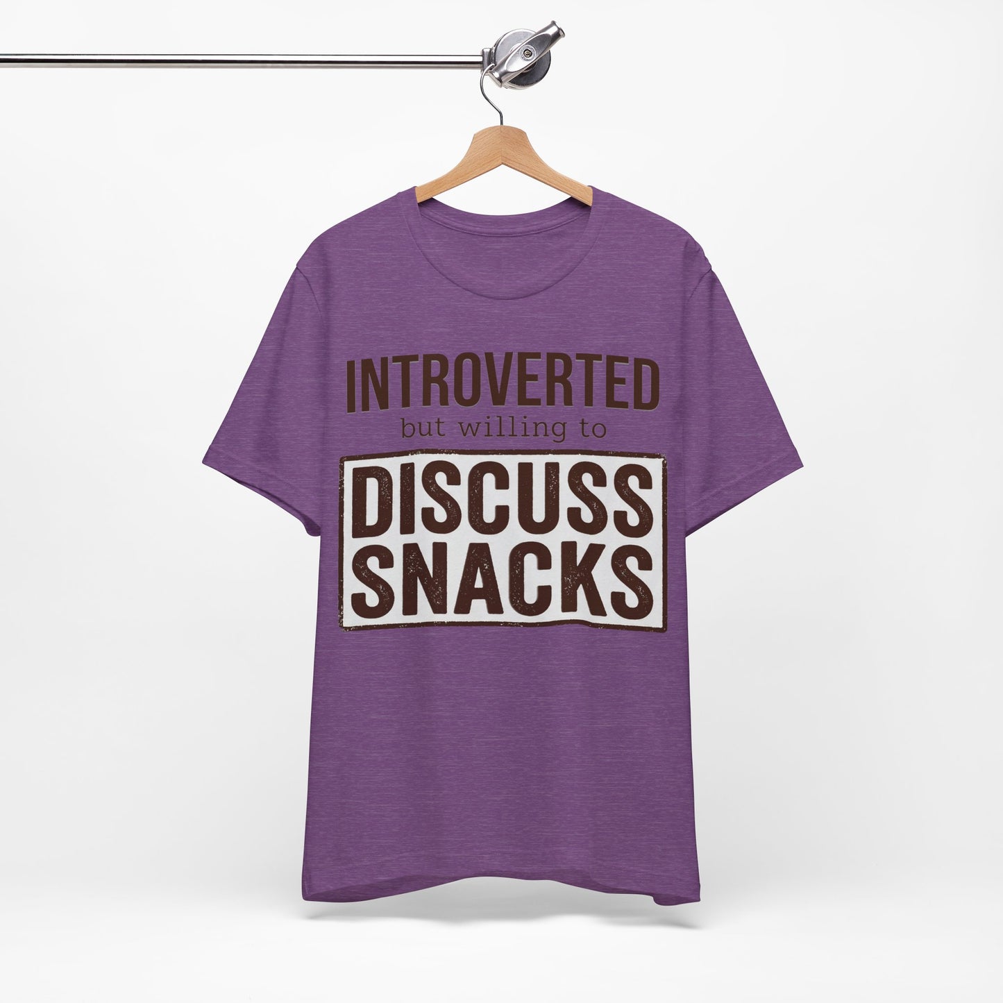 Introverted but Willing to Snack graphic on Bella+Canvas 3001 unisex tee