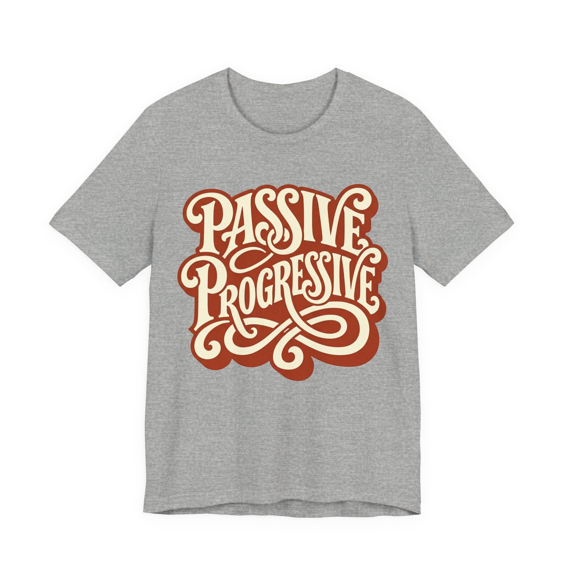 Natural Bella+Canvas 3001 unisex tee with Passive Progressive graphic, flat lay