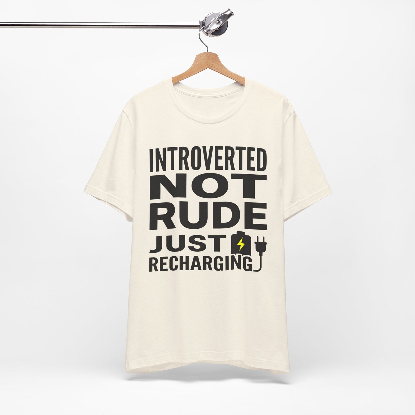 Introverted Not Rude Just Recharging graphic on Bella+Canvas 3001 unisex tee
