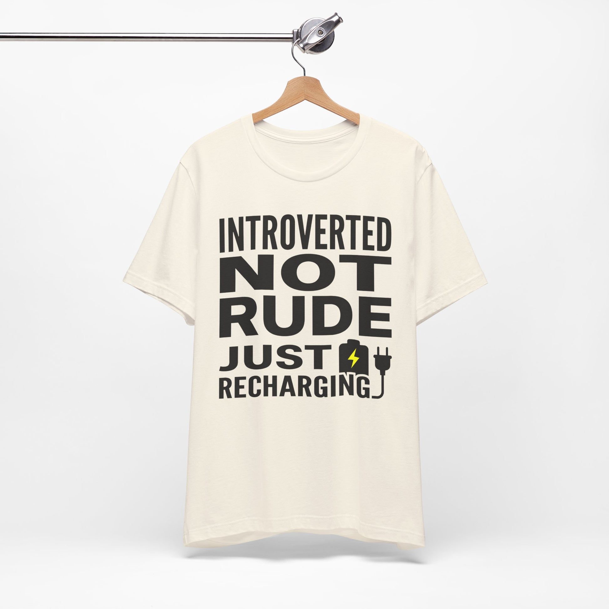 Introverted Not Rude Just Recharging graphic on Bella+Canvas 3001 unisex tee