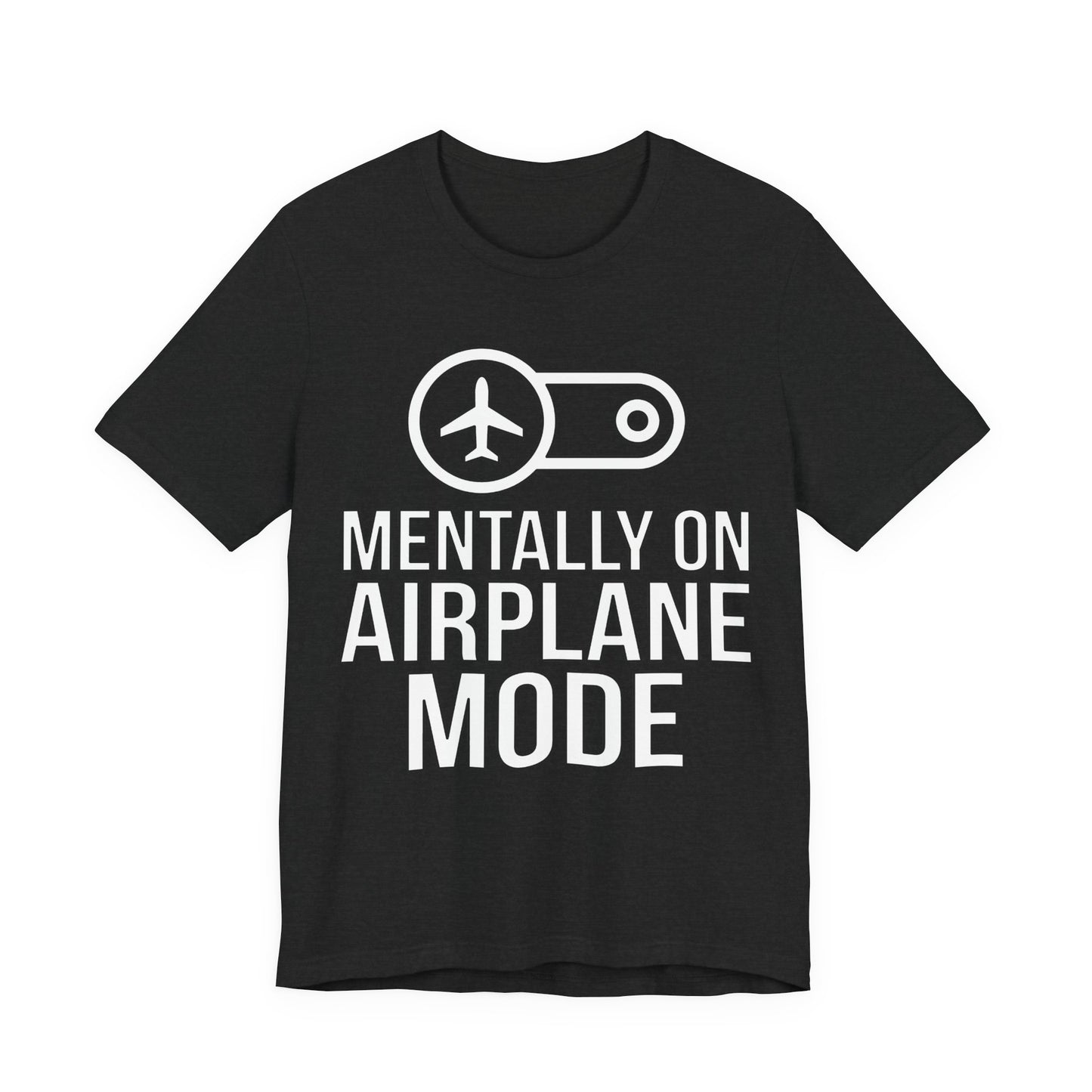 Solid Black Blend Bella+Canvas 3001 unisex tee with Mentally on Airplane Mode graphic