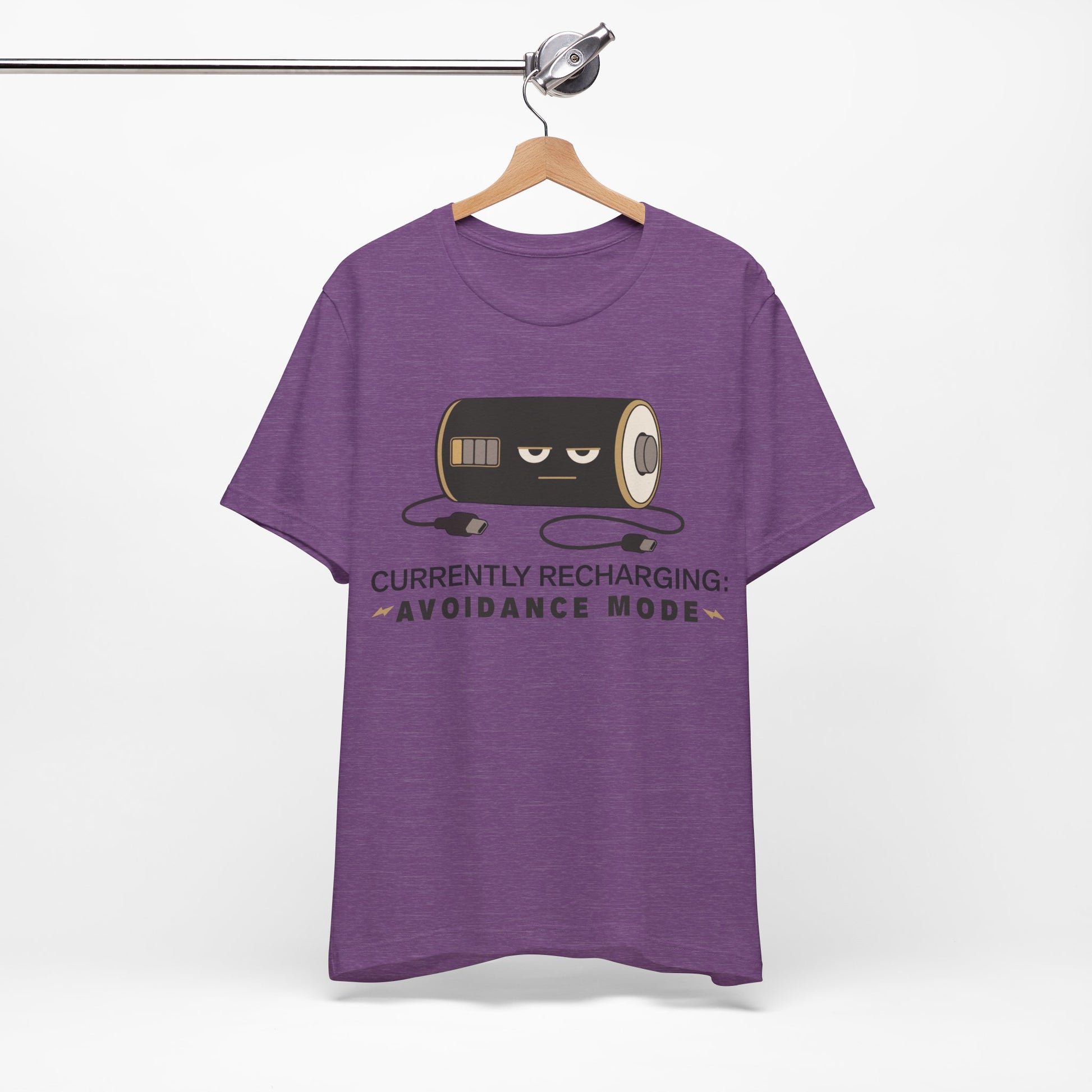Currently Recharging Avoidance Mode graphic on Bella+Canvas 3001 unisex tee