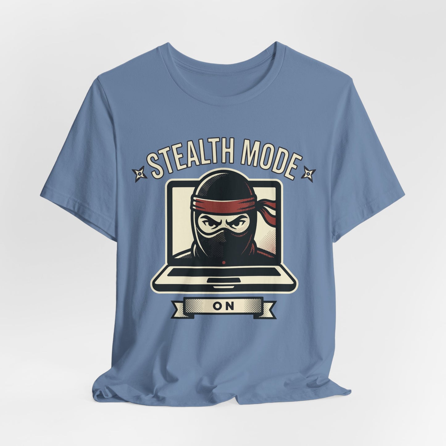 Stealth Mode On funny ninja office shirt on Bella+Canvas 3001, multiple colors