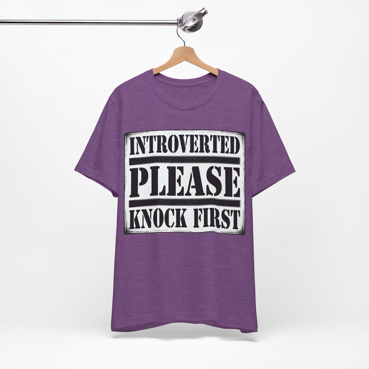 Introverted Please Knock First graphic on Bella+Canvas 3001 unisex tee