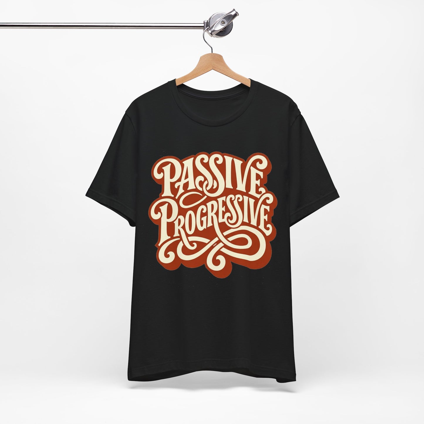 Natural Bella+Canvas 3001 unisex tee with Passive Progressive graphic, detail view