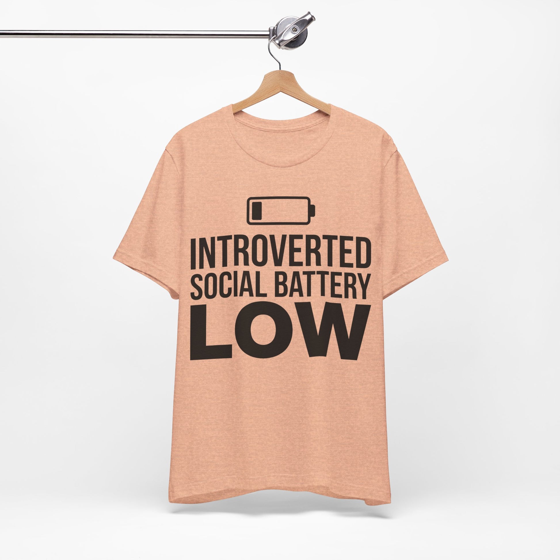 Introverted Social Battery Low graphic on Bella+Canvas 3001 unisex tee